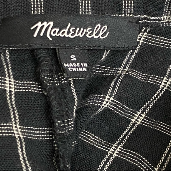 Madewell Black Plaid Flannel Peplum Top Size Small - Picture 2 of 6